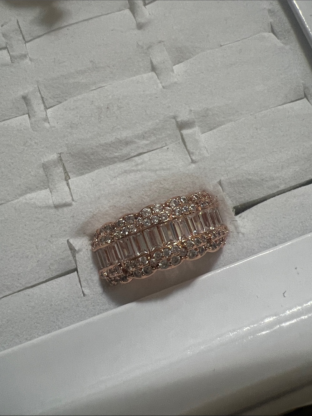 Rose Gold Crystal Baguette and Round Band Ring